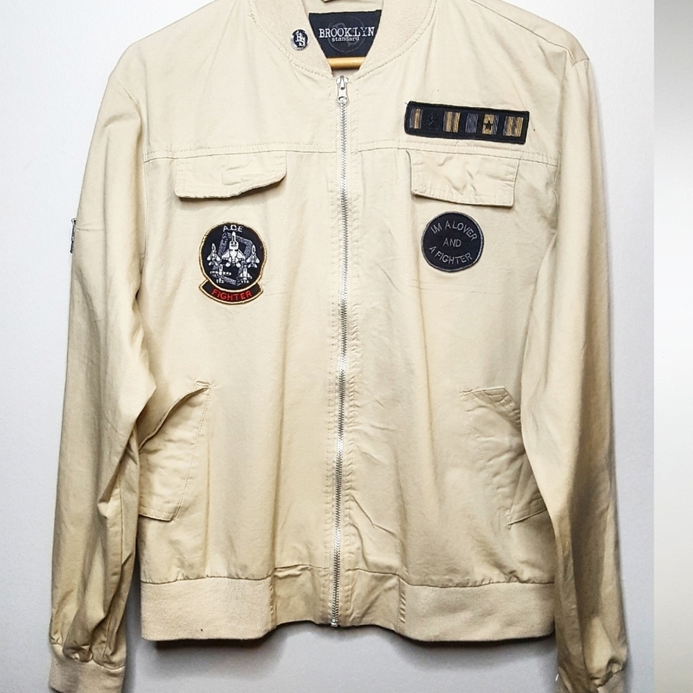 Khaki Ace Fighter Style Light Bomber Jacket